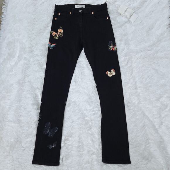 Valentino x Izumi Miyazaki 'Gravitation' Butterfly Print Jeans Black MSRP $2590 - Picture 1 of 16